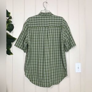 Men’s Preswick & Moore Short-Sleeve Green Plaid Button Down Shirt 
Size Large